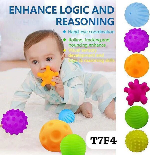 Soft Squeeze Textured Balls for Babies (6-Piece Set)